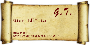 Gier Tália névjegykártya
